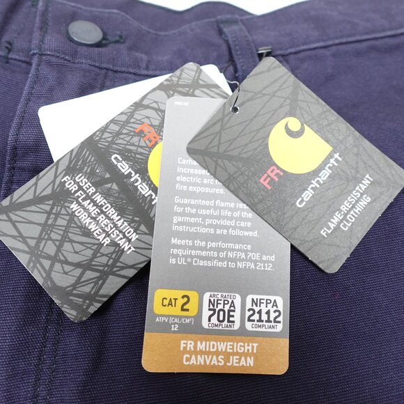 NEW Carhartt Fire Resistant Mid Weight Canvas Jean Men's 38x30 Workwear Pants - Picture 6 of 12